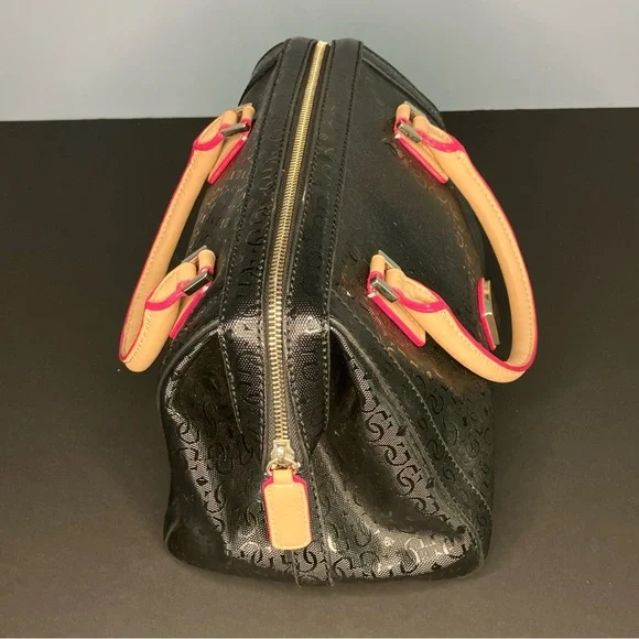 Guess Pratt Satchel Handbag Purse Rare Vintage Style Black and pink - Picture 5 of 12